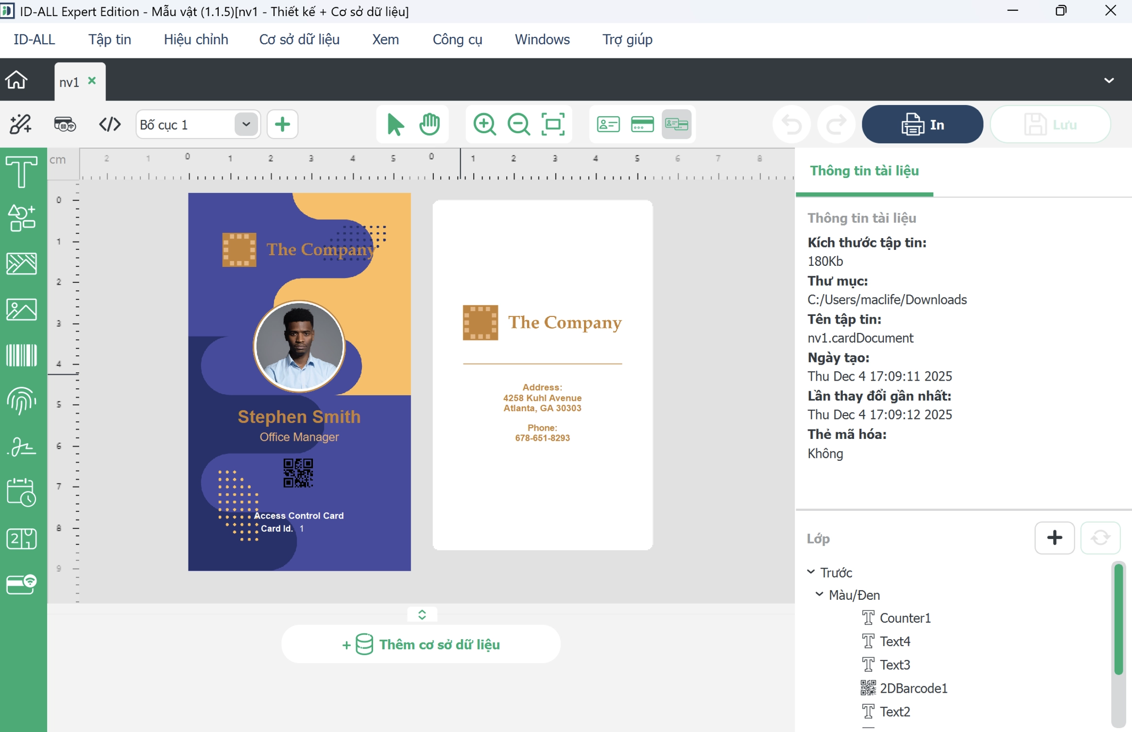 Giao diện của phần mềm thiết kế thẻ ID-All
