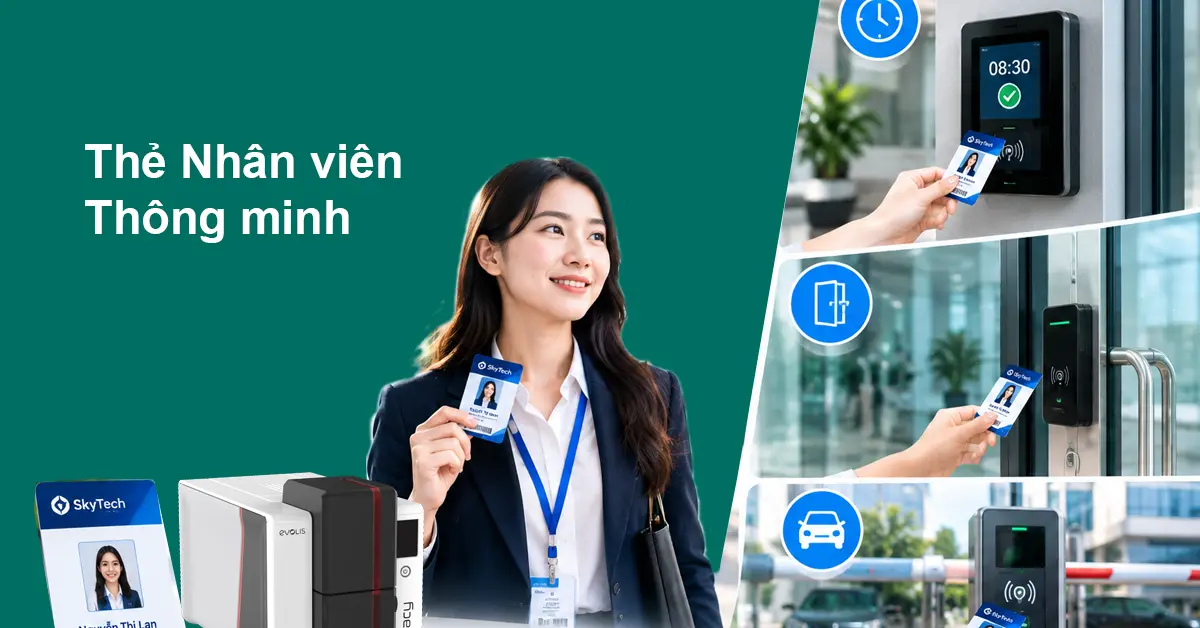 Thẻ nhân viên có thể dùng để chấm công, mở cửa và gửi xe cùng lúc không?